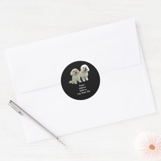 Bichon Buddies Adreslabel Ronde Sticker (Envelop)
