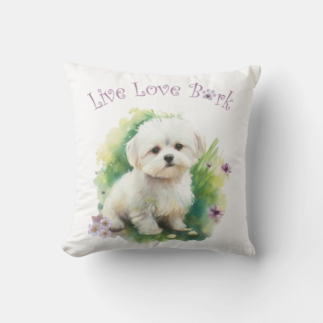 Bichon Dog Mom Floral Kussen (Voorkant)