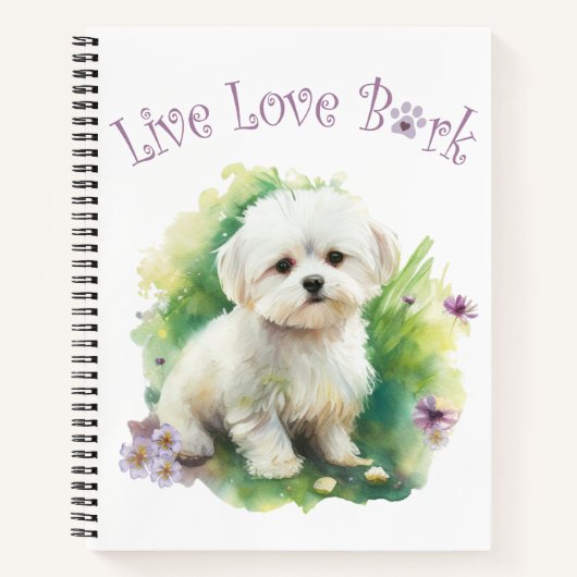 Bichon Dog Mom Floral Notitieboek (Voorkant)