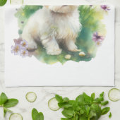 Bichon Dog Mom Floral Theedoek (Gevouwen)
