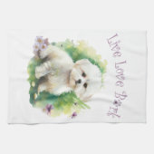 Bichon Dog Mom Floral Theedoek (Horizontaal)