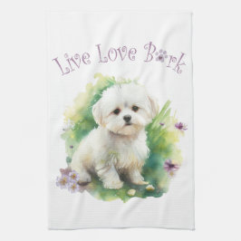 Bichon Dog Mom Floral Theedoek