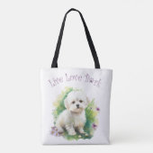Bichon Dog Mom Floral Tote Bag (Achterkant)