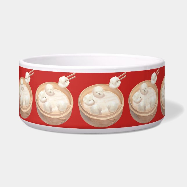 Bichon Dumplings: Cute Xiao Long Bao Dim Sum Kunst Voerbakje (Voorkant)