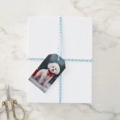 Bichon Fris hond in sneeuw Kerstmis Cadeaulabel (Met Touw)