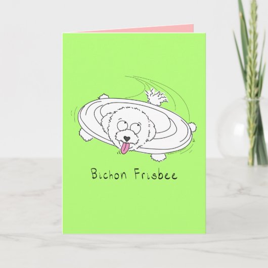 Bichon Frisbee - Funny Bichon Frise Dog Card Kaart (Voorkant)
