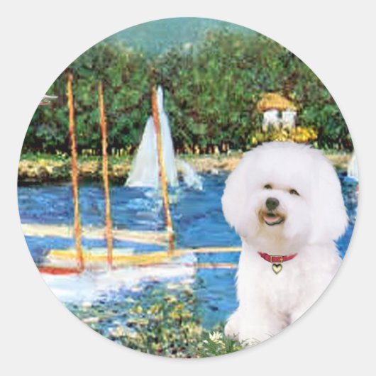Bichon Frise 1 - Zeilboten 1 Ronde Sticker (Voorkant)