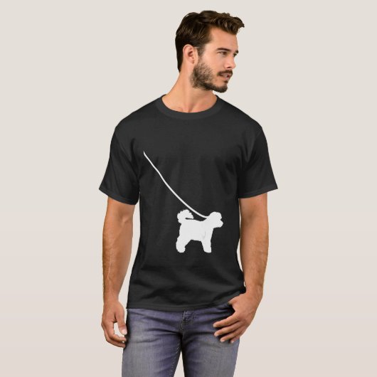 Bichon Frise aan een Leash Dog Mam Pet Cute Pup T-shirt (Voorkant volledig)