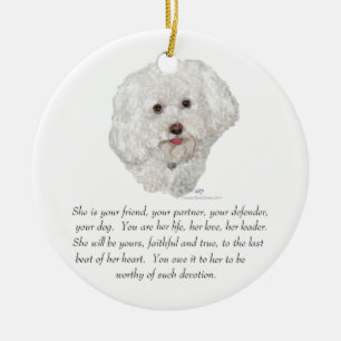 Bichon Frise Aandenken VROUWELIJK Keramisch Ornament