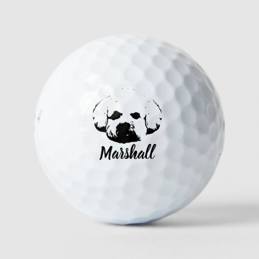 Bichon Frise Aangepaste Naam Handtekening Golfballen (Voorkant)