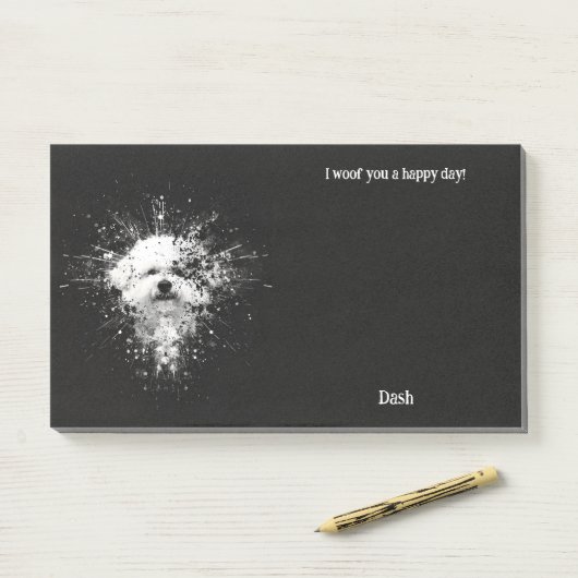 Bichon Frise Abstract Art Hondennaam Post-it® Notes (Op bureau)