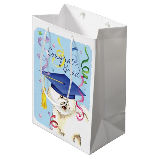 Bichon Frise Afstuderen Medium Cadeauzakje (Voorkant Gekanteld)