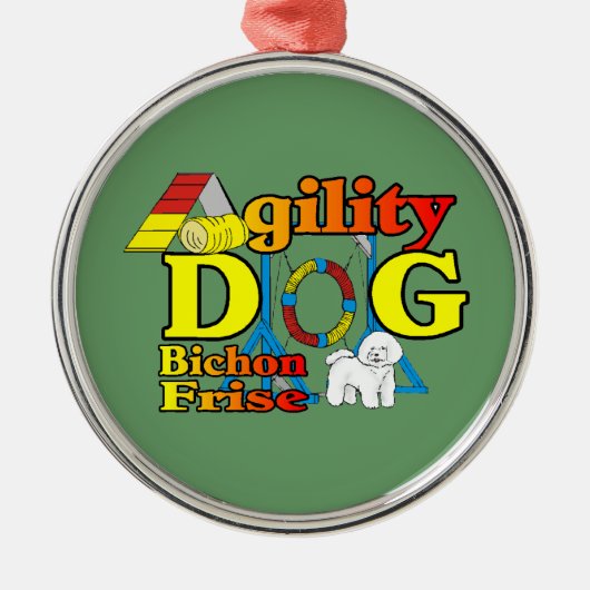 Bichon Frise Agility Metalen Ornament (Voorkant)