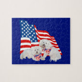Bichon Frise American Flag Legpuzzel (Horizontaal)
