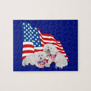 Bichon Frise American Flag Legpuzzel