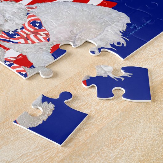 Bichon Frise American Flag Legpuzzel (Zijkant)