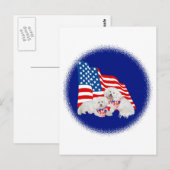 Bichon Frise Amerikaanse Vlag Briefkaart (Voorkant / Achterkant)