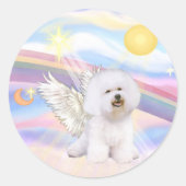 Bichon Frise Angel Ronde Sticker (Voorkant)