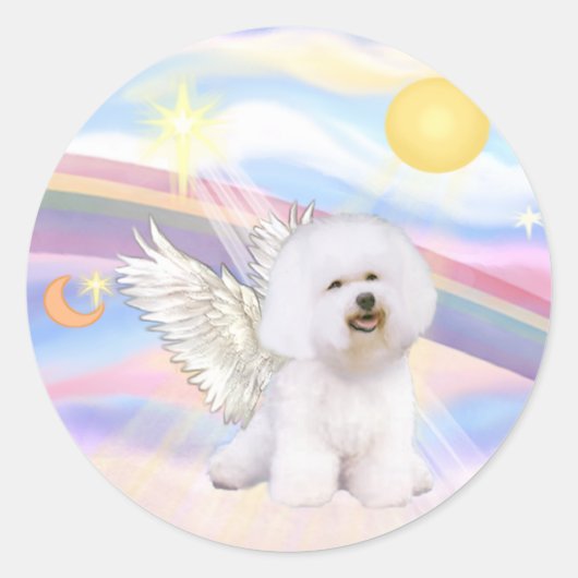 Bichon Frise Angel Ronde Sticker (Voorkant)
