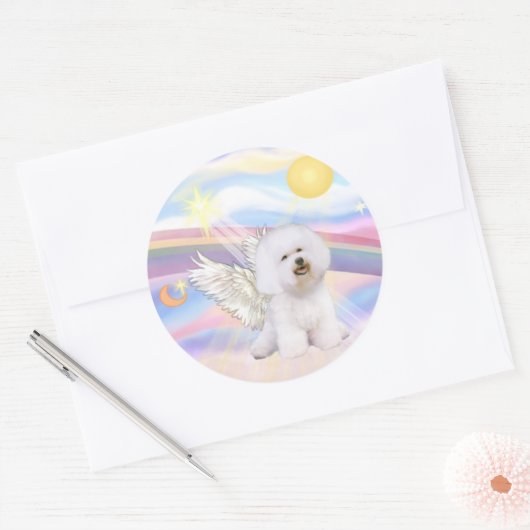 Bichon Frise Angel Ronde Sticker (Envelop)