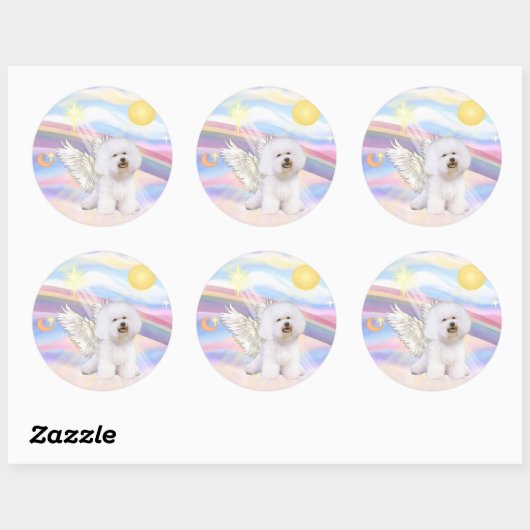 Bichon Frise Angel Ronde Sticker (Vel)