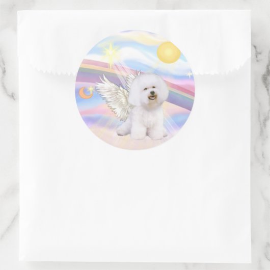 Bichon Frise Angel Ronde Sticker (Tas)