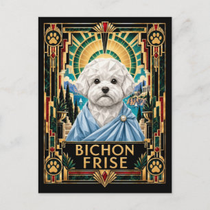 Bichon Frise, Art Deco Hond Briefkaart