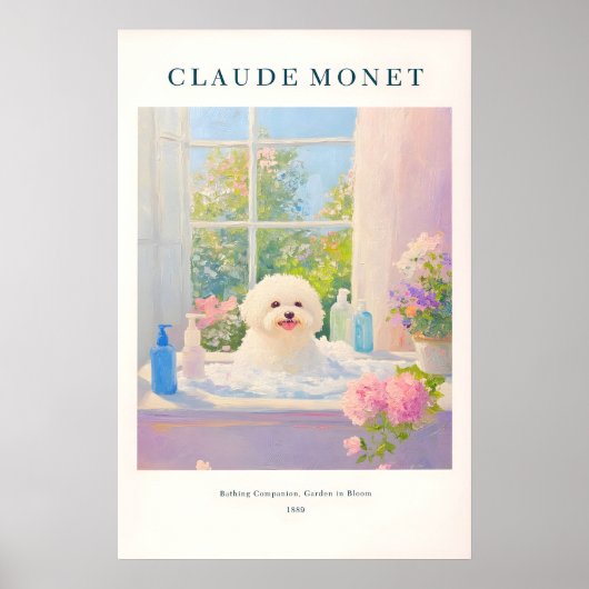 Bichon Frise Art Print Monet Style French Bathroom (Voorkant)