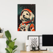 Bichon Frise Astronaut Poster, Bichon Frise Retro Poster (Thuiskantoor)