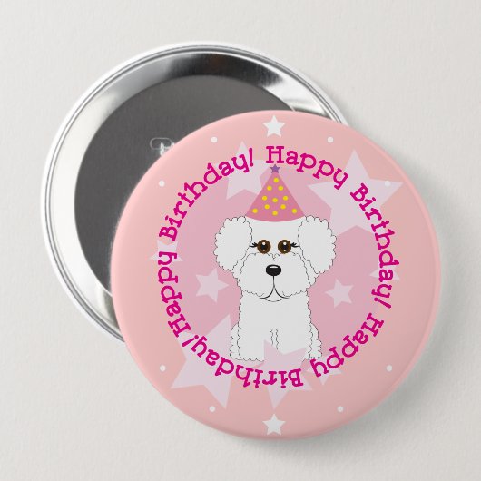 Bichon Frise Birthday Button (Voorkant /achterkant)