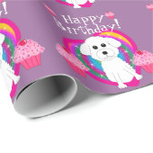 Bichon Frise Birthday Wrapping Paper Cadeaupapier (Rol Hoek)