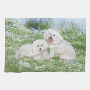 Bichon Frise Blauwe Klokjes Theedoek