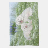 Bichon Frise Blauwe Klokjes Theedoek (Verticaal)