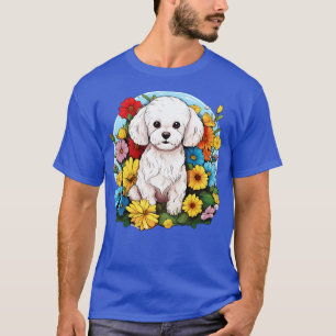 Bichon Frise Bloembloem Schattige Kleurrijke Puppy T-shirt