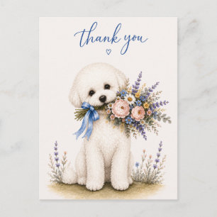 Bichon Frise Bloemboeket Bedankt Briefkaart