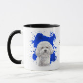 Bichon Frise Blue Abstracte achtergrond Mok (Links)