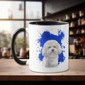 Bichon Frise Blue Abstracte achtergrond Mok