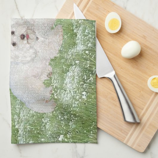 Bichon Frise Bluebonnets Theedoek (Quarter Fold)