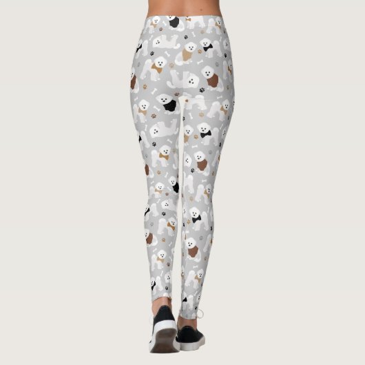 Bichon Frise Bones and Paws Gray Leggings (Achterkant)