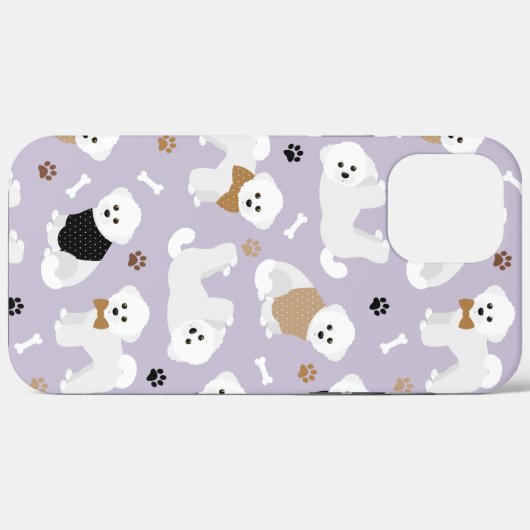Bichon Frise Bones and Paws Purple Case-Mate iPhone Case (Achterkant (horizontaal))