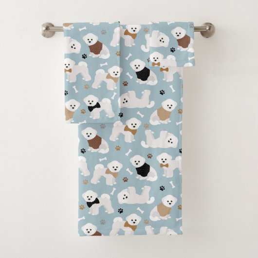 Bichon Frise Botten en Paws Blue Bad Handdoek (Insitu)