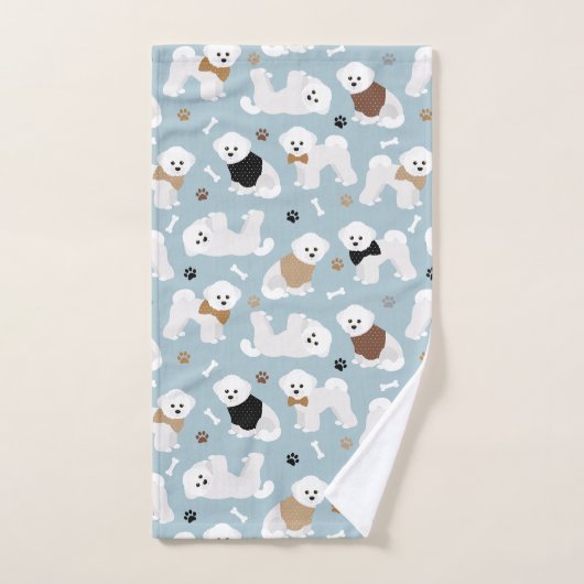 Bichon Frise Botten en Paws Blue Bad Handdoek (Handdoek)
