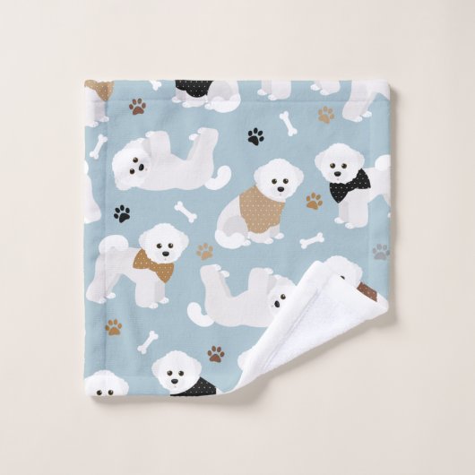 Bichon Frise Botten en Paws Blue Bad Handdoek (Wasdoekje)