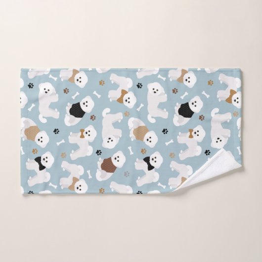 Bichon Frise Botten en Paws Blue Bad Handdoek (Handdoek)