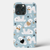 Bichon Frise Botten en Paws Blue Case-Mate iPhone Case (Achterkant)