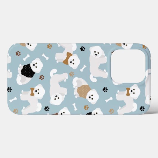 Bichon Frise Botten en Paws Blue Case-Mate iPhone Case (Achterkant (horizontaal))