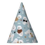 Bichon Frise Botten en Paws Blue Feesthoedjes (Rechts)