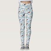 Bichon Frise Botten en Paws Blue Leggings (Voorkant)