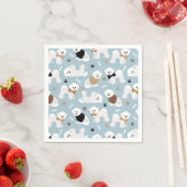 Bichon Frise Botten en Paws Blue Napkins Servet (Insitu)