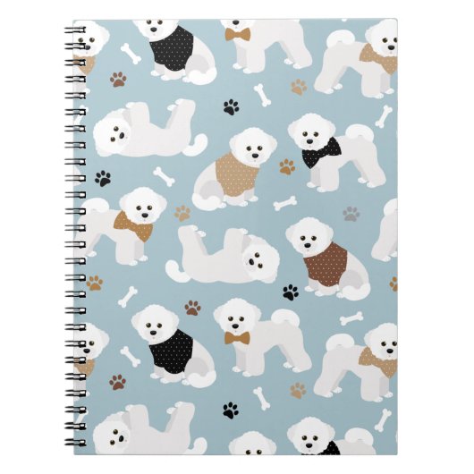 Bichon Frise Botten en Paws Blue Notitieboek (Voorkant)